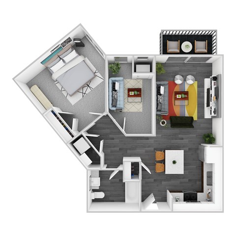 Floor plan for 1 bed, 1 bath, 824 sqft